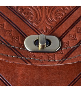 Bolso Cuero Artesanal - De Mano o Para Colgar - 2 Compartimentos - Cierre Fácil - Varios Colores - 31 cm