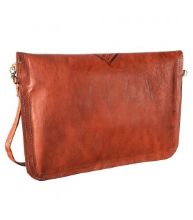 Bolso Cuero Artesanal - De Mano o Para Colgar - 2 Compartimentos - Cierre Fácil - Varios Colores - 31 cm