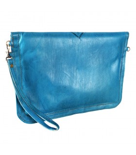 Bolso Cuero Artesanal - De Mano o Para Colgar - 2 Compartimentos - Cierre Fácil - Varios Colores - 31 cm