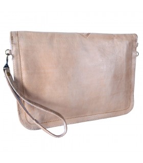Bolso Cuero Artesanal - De Mano o Para Colgar - 2 Compartimentos - Cierre Fácil - Varios Colores - 31 cm