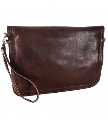 Bag Handmade Leather - hand or hanging - 2 compartments - snap - various colors - 31 cm