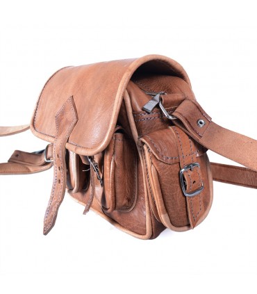 Pelle borsa a mano - artigianale 6 tasche - 2 colori-