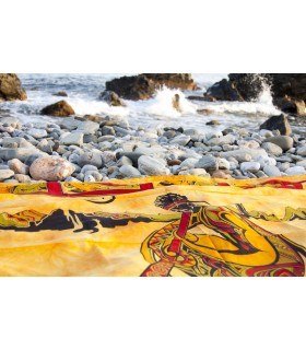 Tessuto cotone-India - musicista Didgeridoo - 140 x 210 cm