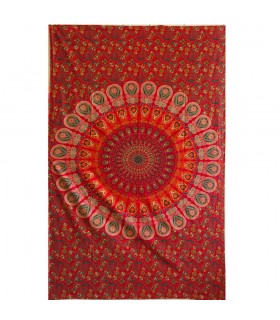Tela Algodon India - Pluma Pavo Real - Artesana - 210 x 140 cm
