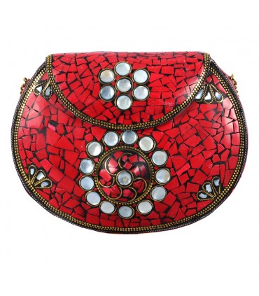 Party Tasche - Keramik Messing und Mutter der Perle-inlay