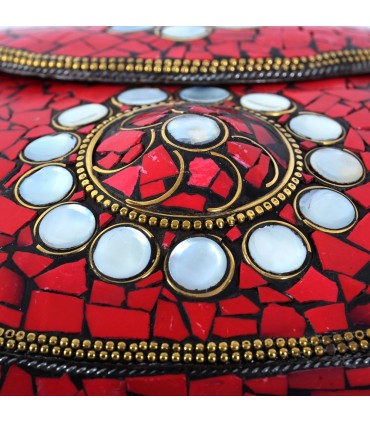Party Tasche - Keramik Messing und Mutter der Perle-inlay