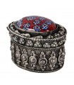 Engraved Oval Alpaca Box - 3 Colors - Oriental Design - 5 cm