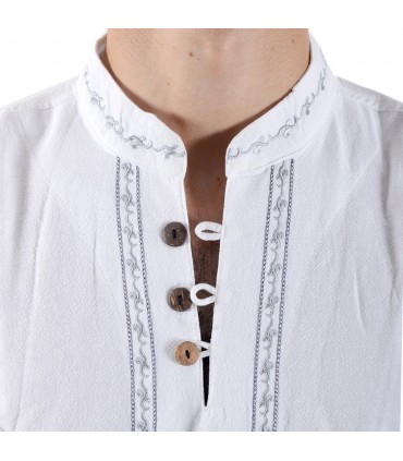 Baumwolle - Hals weißen Shirt bestickt - verschiedene Größen
