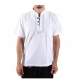 Shirt white cotton-collar embroidered-various sizes
