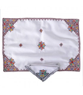 Juego Salvamanteles Y 4 Servilletas - Algodón Y Bordados - Oroducto Artesanal - Varios Colores