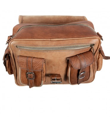 Pelle borsa a mano - artigianale 6 tasche - 2 colori-