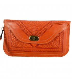 Cartera Piel  con Asa - Cuero Repujado - Varios Colores - 2 Tamaños
