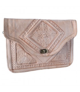 Bolso Cuero Artesanal - Funda Tablet - De Mano o Para Colgar - 2 Compartimentos - Cierre Fácil - Varios Colores - 31 cm
