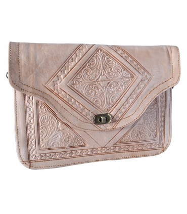Bolso Cuero Artesanal - Funda Tablet - De Mano o Para Colgar - 2 Compartimentos - Cierre Fácil - Varios Colores - 31 cm
