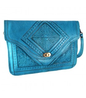 Bolso Cuero Artesanal - Funda Tablet - De Mano o Para Colgar - 2 Compartimentos - Cierre Fácil - Varios Colores - 31 cm