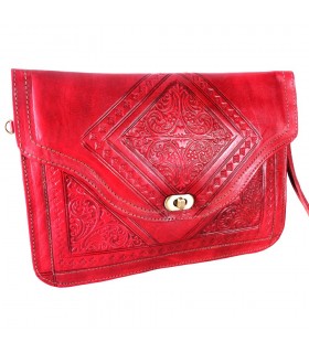 Bolso Cuero Artesanal - Funda Tablet - De Mano o Para Colgar - 2 Compartimentos - Cierre Fácil - Varios Colores - 31 cm