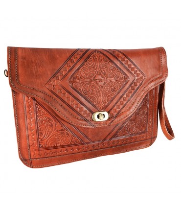 Borsa in pelle fatti a mano - mano o appeso - 2 scomparti - snap - vari colori - 31 cm
