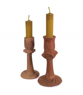Candelabro de Barro - Artesanal - Realizado Artesanalmente - 15 cm