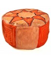 Puff Bicolor Piel  - Diseño Mosáico Arabe - Artesano - Modelo Laun