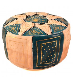 Bicolor Leather Puff - Arabisches Mosaik Design - Artisan - Laun Model