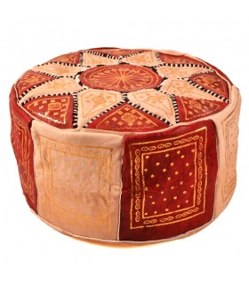 Bicolor Leather Puff - Arabisches Mosaik Design - Artisan - Laun Model