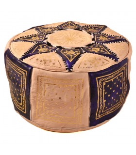 Bicolor Leather Puff - Arabisches Mosaik Design - Artisan - Laun Model