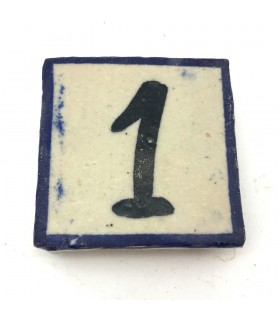 Números de Azulejo Azul -  Artesanal - 5 x 5 cm - Modelo Sarka