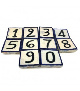 Chiffres Blue Tile - Fait à la main - 5 x 5 cm - Modèle Sarka