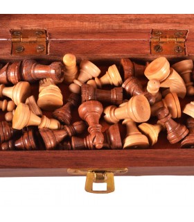 Ajedrez Madera Plegable - Fichas Artesanales - Modelo Akla