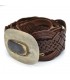 Ceinture en cuir tressé avec incrustation d'os - Alpaga - 95 cm - Modèle Adham