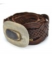 Ceinture tressée en cuir avec incrustation en os - Alpaga - 95 cm - Modèle Adham