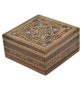Caja Cuadrada Taracea Siria - Madera y Nacar - 8 cm - Modelo Palmira