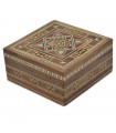 Caja Cuadrada Taracea Siria - Madera y Nacar - 8 cm - Modelo Palmira