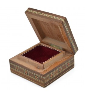 Caja Cuadrada Taracea Siria - Madera y Nacar - 8 cm - Modelo Palmira