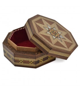 Caja Octogonal Taracea Siria - Diseño Mosáico - Modelo Al Raqa - 9 cm