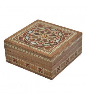 Caja Taracea Cuadrada Siria - Tapa Estrella Granadina - 8.5 cm