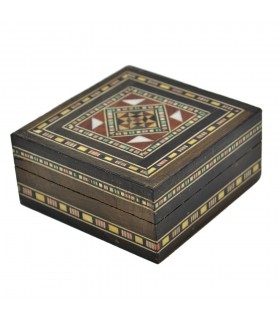Caja Taracea Árabe Cuadrada Siria - Tapa Decorada  - 7,5 cm