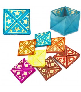 Carterita de Piel - Decorado Dorado - Expansible -Varios Colores