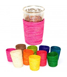Funda Vaso de Té Artesana  - Rafia - Varios Colos - Modelo Liso