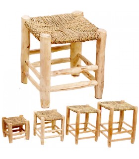 Taburete Artesano Madera Esparto
