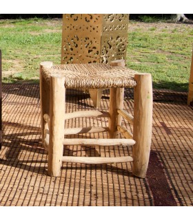 Taburete Artesano Madera Limonero y Esparto - Decoración Jardín