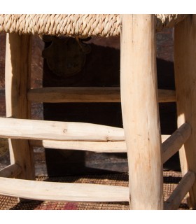 Taburete Artesano Madera Esparto Marruecos