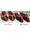 Red Sandal Woman - Leather - Decorated Embroidery - Akhmar Model