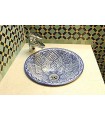 Round Moroccan Enamelled Ceramic Washbasin - Hand Painted - Fez Model - 35 cm