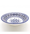 Decorated Fez Deep Plate - Painted Ceramic - White Blue - SHAMS Model