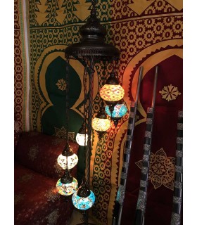 Turkish 7 Ball Lamp - Floor - Height 110 cm - Murano Glass - Mosaic