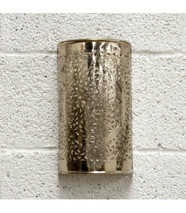 Arabic Cylinder Wall Lamp - Nickel Plated Brass - Qatarat Model